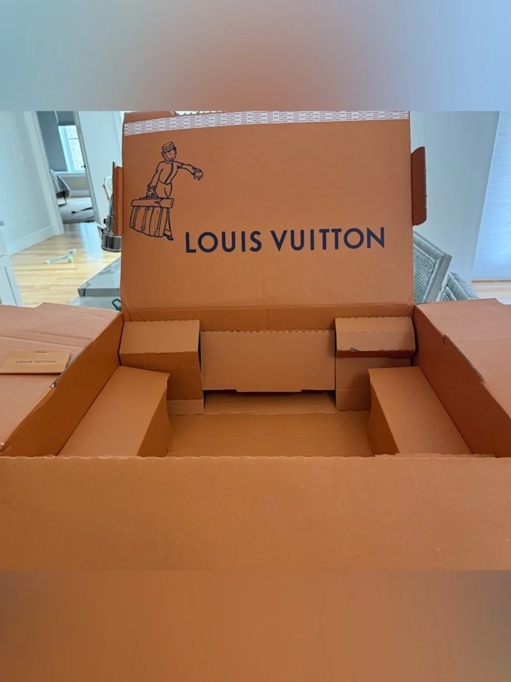 Louis Vuitton Packaging: Shopping Bag, Envelope, Ribbon and XL Cardboard Box